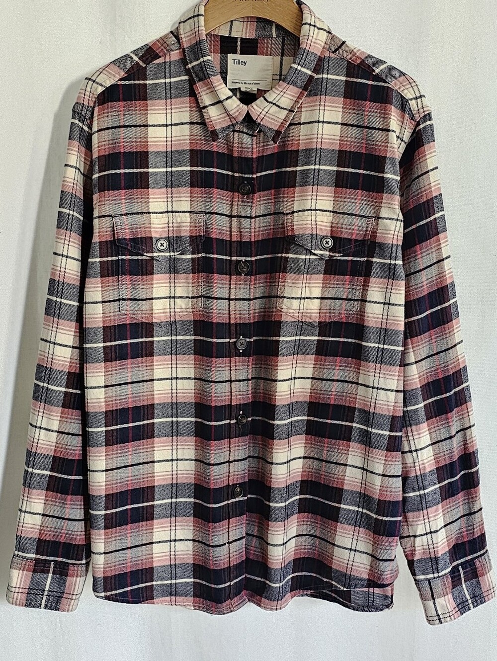 Tilley Pink & Black Plaid Long Sleeve Button-Up Shirt